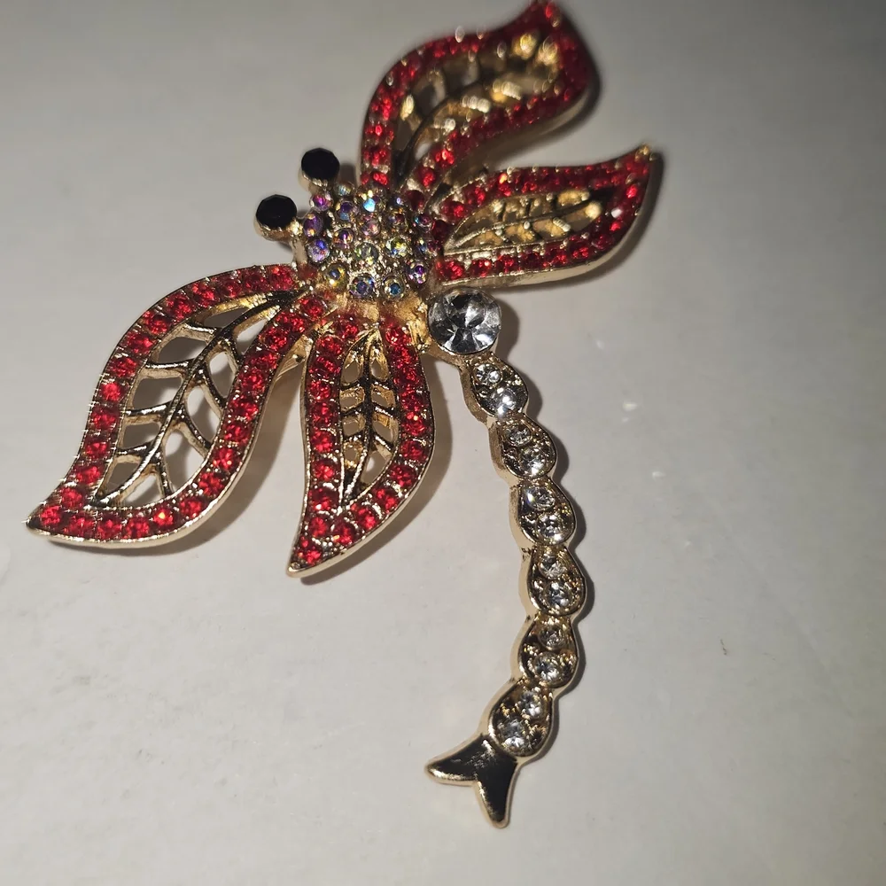 ⚡Stunning Vintage-Style Rhinestone Dragonfly Brooch Collection - Multi-Color Lot